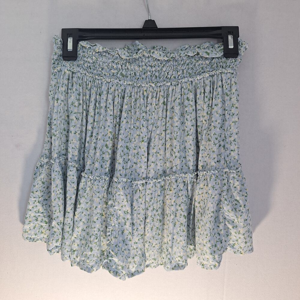 Wild Fable Floral Mini Skirt M Blue Tiered Coquette Y2K Fairy Femme Cottagecore